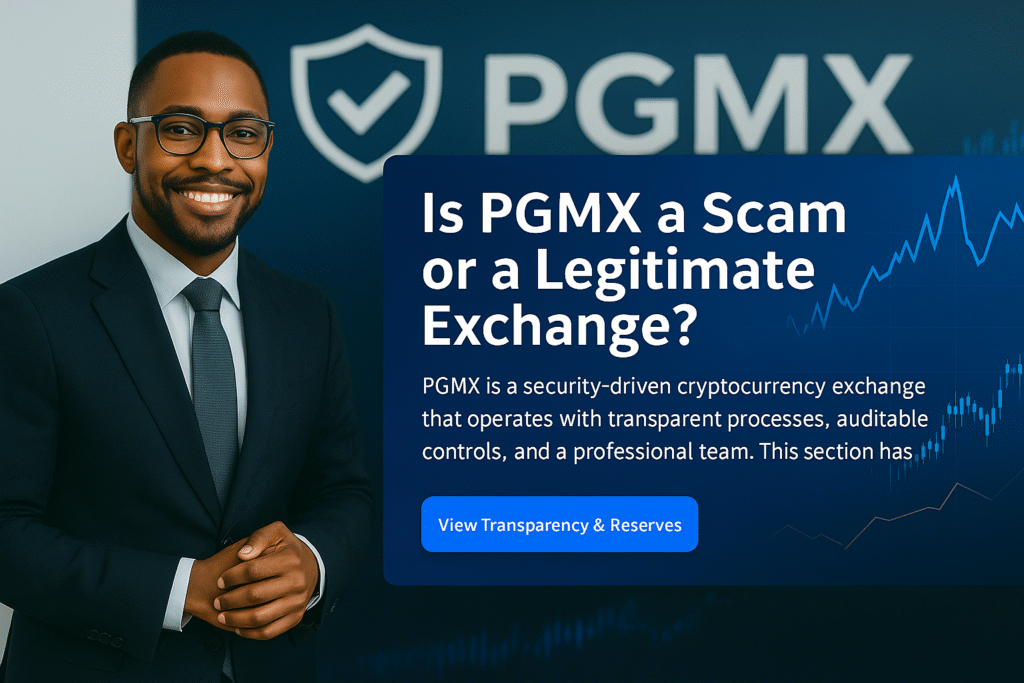 "PGMX cryptocurrency exchange security overview with Proof-of-Reserves dashboard, audit report, and multi-layer cold–hot wallet security illustration on a professional fintech background"